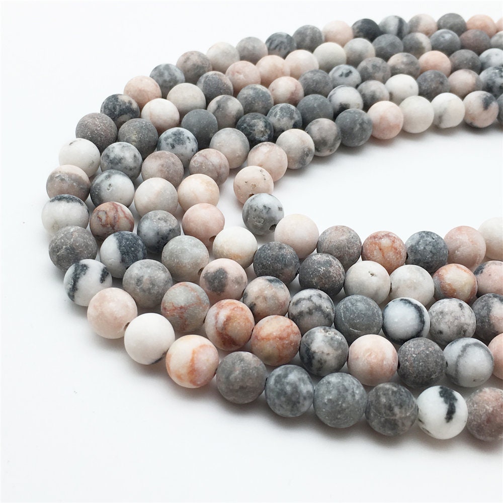 1 Full Strand Matte Pink Zebra Jasper Beads 6mm 8mm 10mm | Etsy