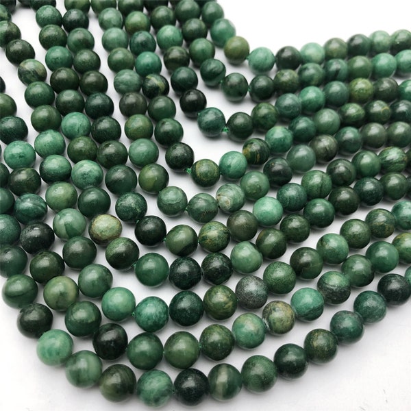 Perles rondes africaines de jade, 6mm 8mm 10mm perles vertes de pierre gemme en gros