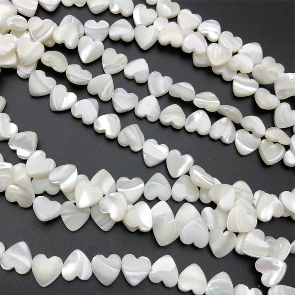 Perles de cœur de nacre , Perles blanches 8mm 10mm 12mm Perles de cœur , Bijoux MOP