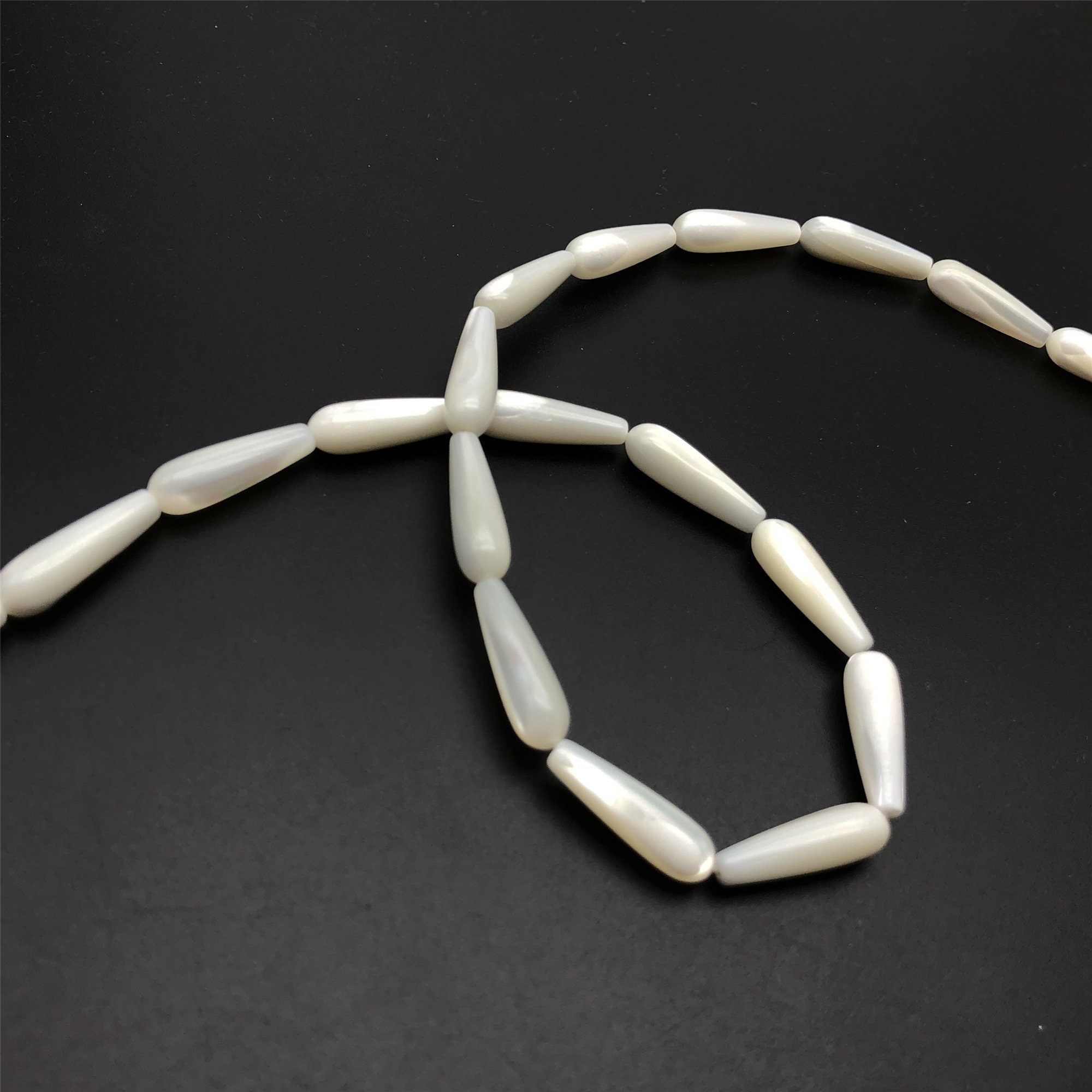 6x20mm Mother of Pearl Teardrop Beads white Pearl Spacer Etsy New Zealand
