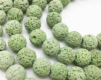 10mm Lava Round Beads,Green Lava ,Gemstone Loose Beads