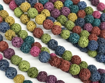 10mm Lava Beads , Mixed Color Round Beads ,Gemstone Loose Beads