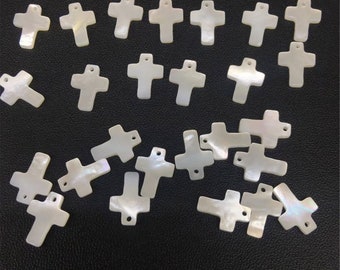 10pcs Mother Of Pearl Cross Charms ,White Pearl Charms,9x13mm Cross Pendants
