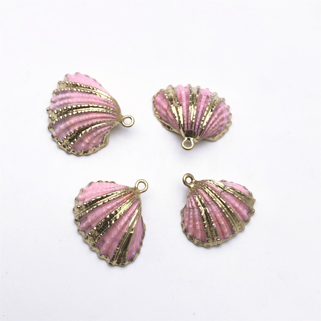 4pcs Gold Plated Scallop Shell Charms Pink Sea Shell - Etsy España