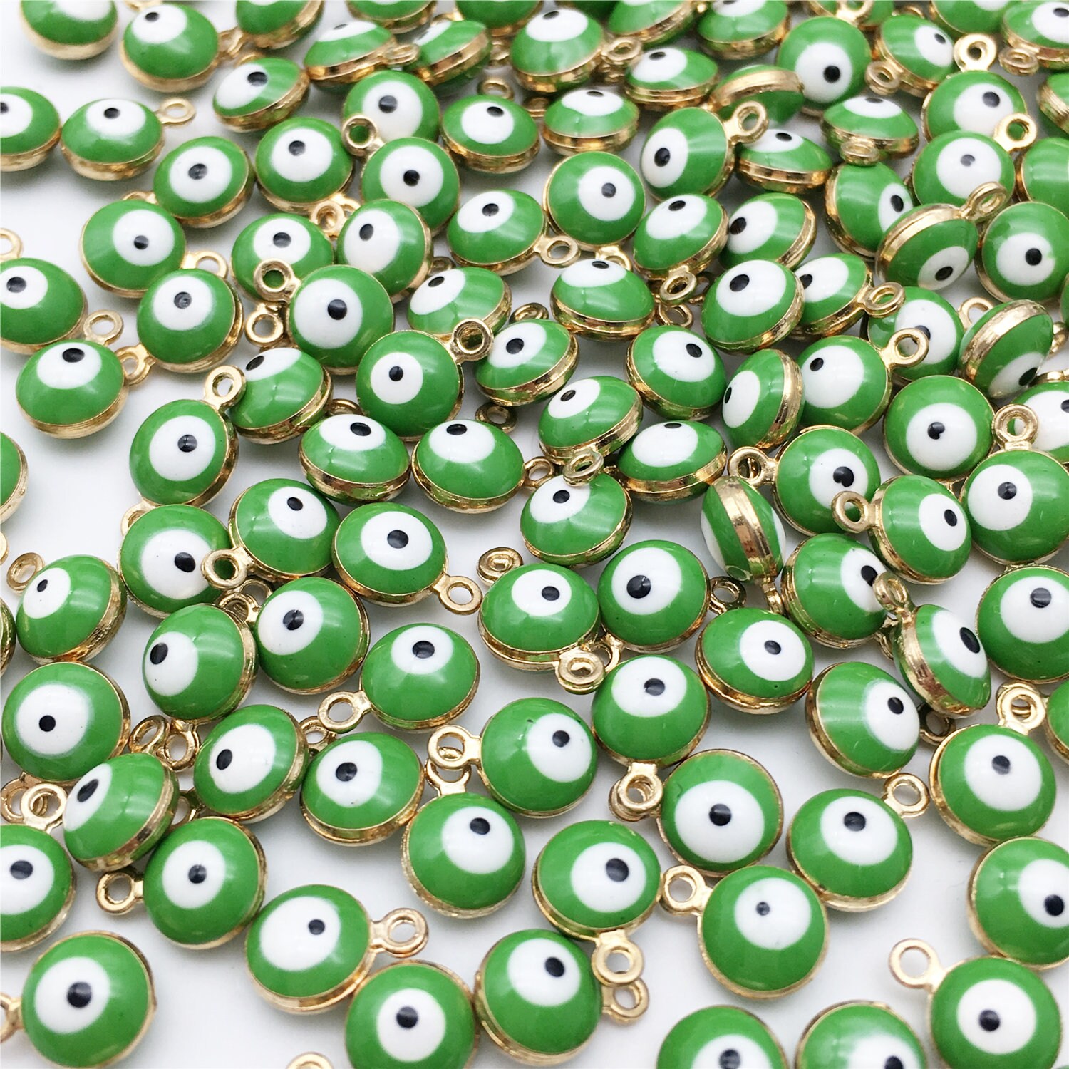 Bulk 30pcs Gold Plated Evil Eye Charms 6mm Green Evil Eye Etsy