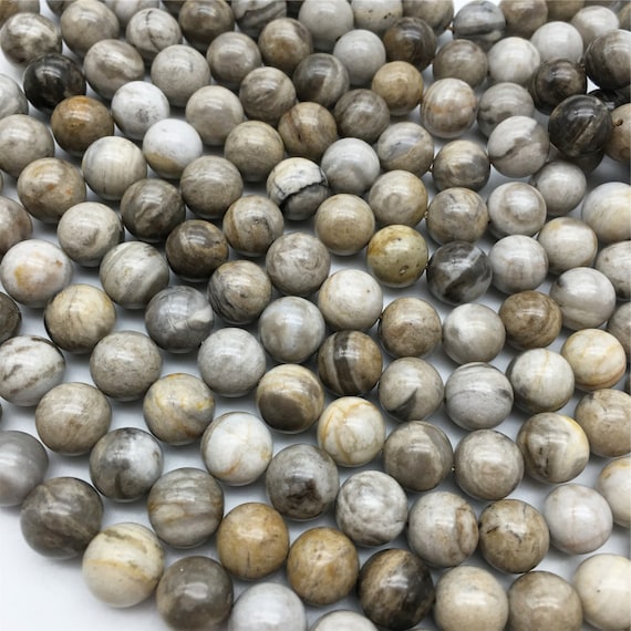 Silver Leaf Jasper Beads Gemstone Loose Beads 6mm 8mm 10mm Etsy