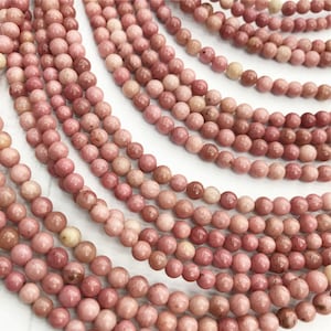 Pink Rhodonite Beads,Gemstone Loose Beads 4mm