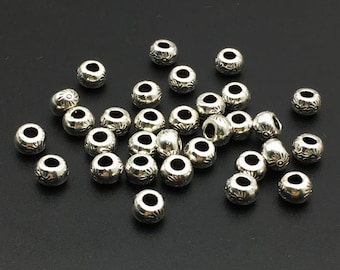 50pcs perles tibétaines , Perles d'argent antiques , Perles métalliques , Metal Spacer 5x7mm