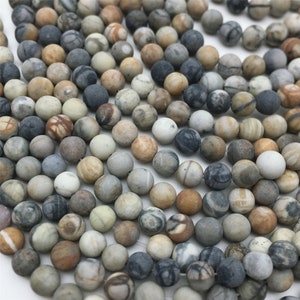 Matte Picassco Jasper Round Beads ,6mm/8mm/10mm/12mm Gemstone Loose Beads ,Full Strand