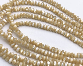 6x4mm Mother Of Pearl Rondelle Beads ,Natural MOP Beads,Yellow Pearl Bead,Full Strand