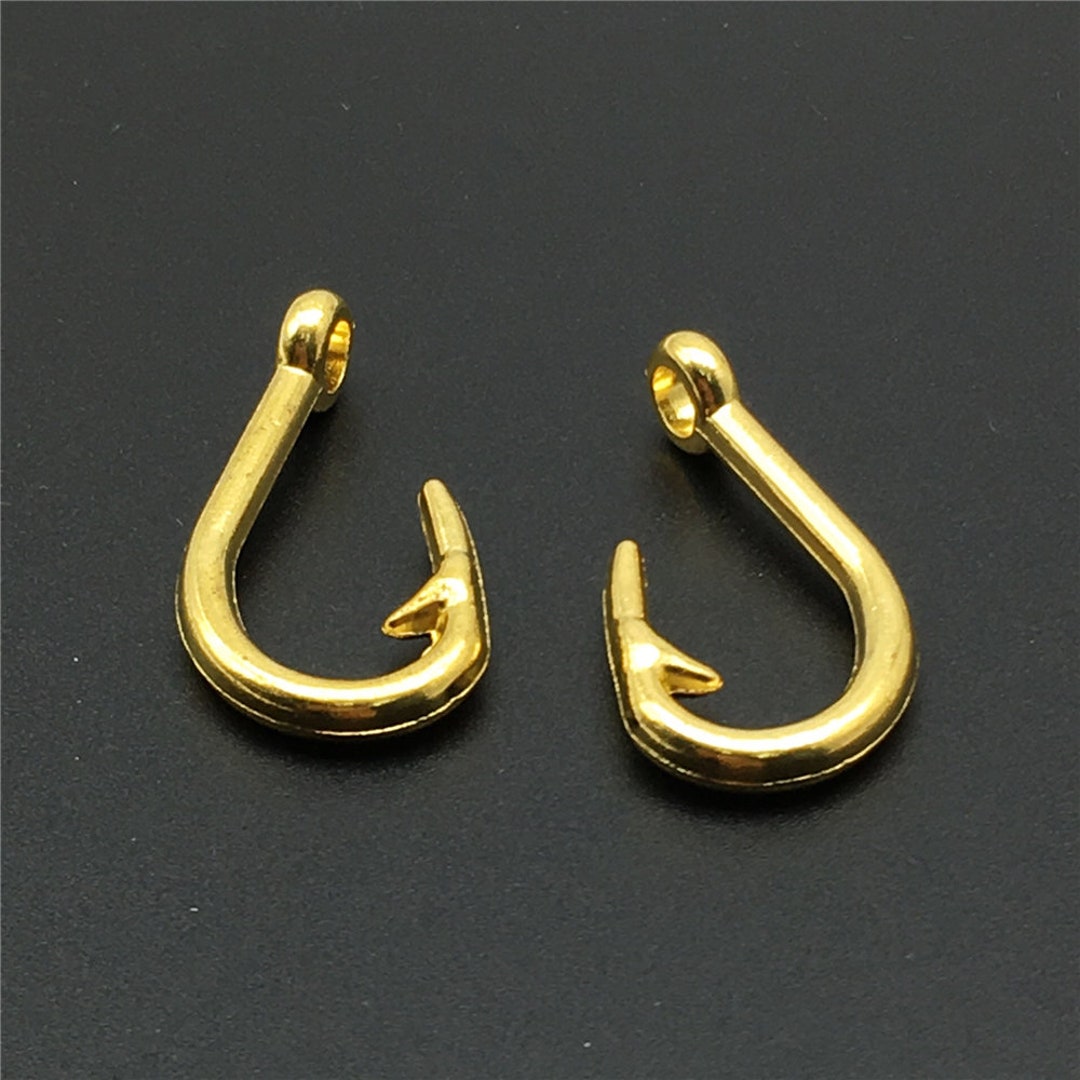 Bulk 30pcs Gold Plated Fish Hook Charms hook Pendants Double Etsy