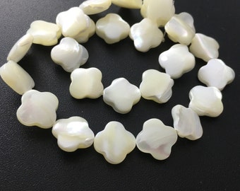 10mm 12mm 14mm Mother Of Pearl Clover Beads ,Natural MOP Beads,White Pearl Bead,Full Strand