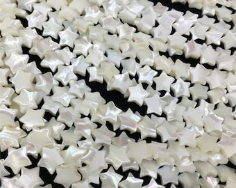 1  Full Strand Mother Of Pear Star Beads,8mm 10mm 12mm White Pearl Beads