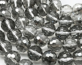 14mm Crystal Glass Faceted Round Beads,Grey Chinese Crystal ,28pcs Strand