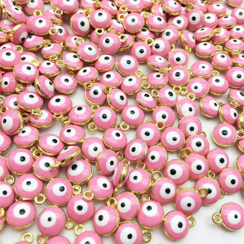 25-Piece Gold Plated Evil Eye Charms - Jewelry Making Supplies For Necklaces & Bracelets