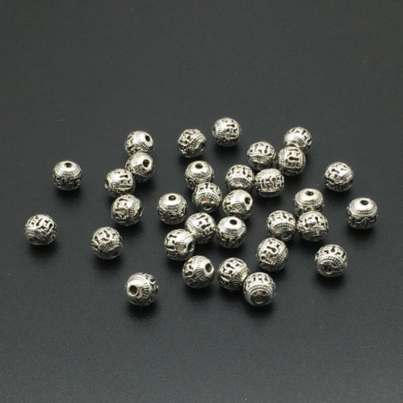 50pcs tibet silver style acrylic spacer ring beads 10mm