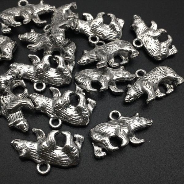 En vrac 50pcs ours en argent antique charmes, animal charme 24x16mm