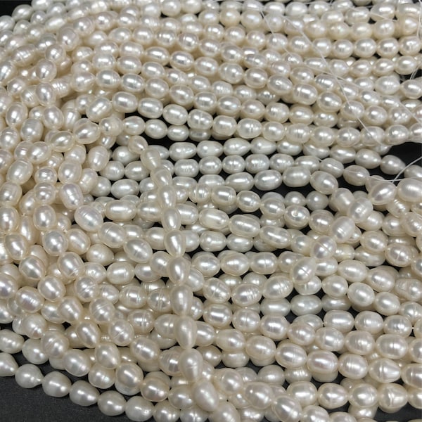 Natürliche Süßwasser Perlen Reis Perlen, 5-6mm Weiße Perlen, Voller Strang