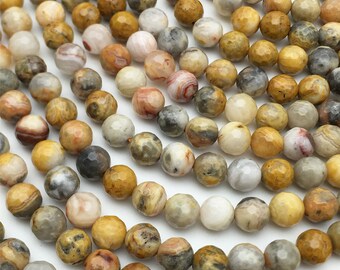 Crazy Lace Agate Faceted Round Beads ,6mm/8mm/10mm Gemstone Loose Beads ,Full Strand