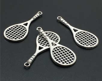 Bulk 30pcs Tennis Charms - Tennis Ball Pendants -Antique Silver Charms 20*49mm