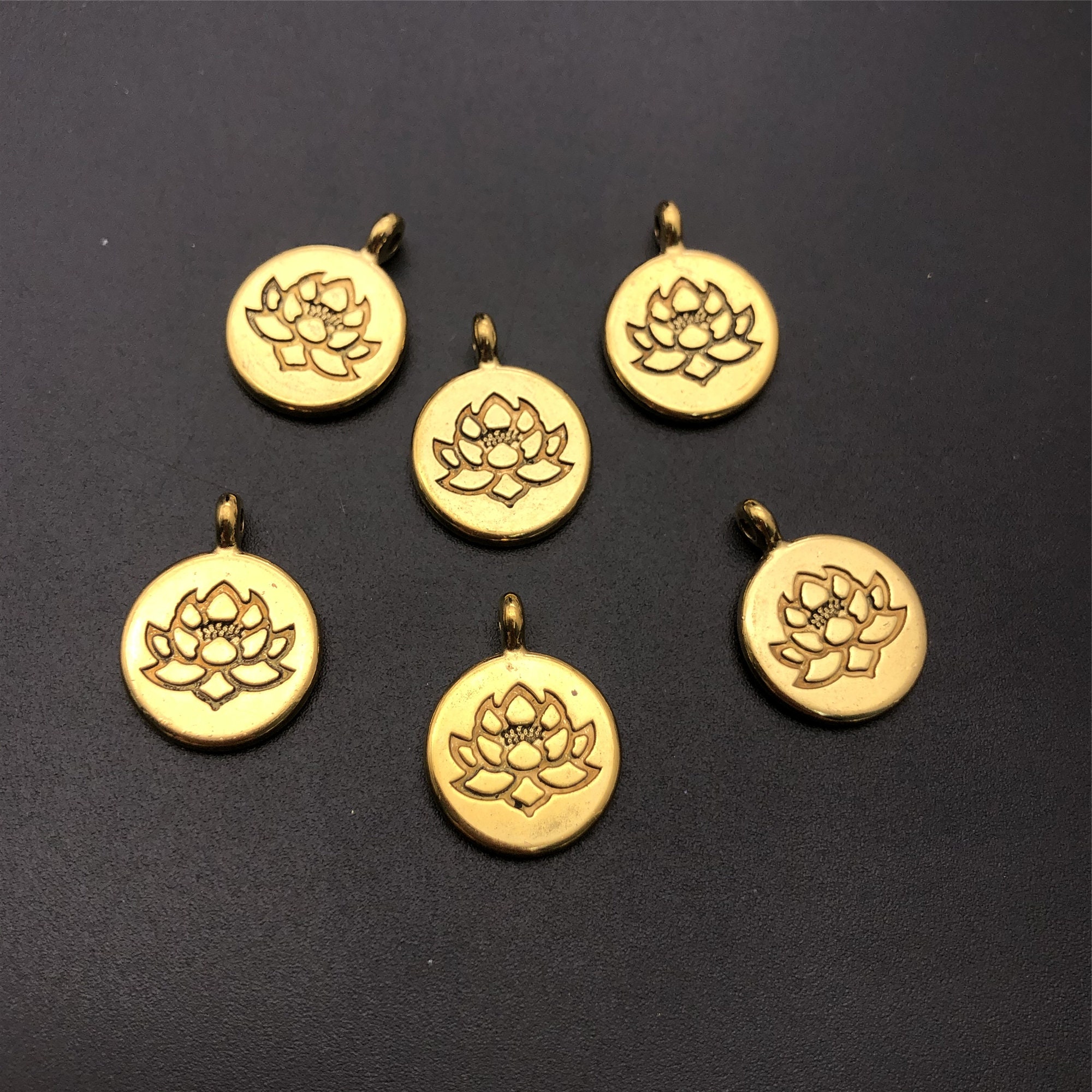 Bulk 40pcs Double Sided Lotus Flower Charms Antique Gold Etsy Sweden