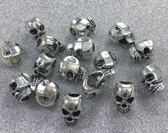 Bulk 50pcs Antique Silver Skull Beads  Sugar Skull  Beads  10 mm x7mm