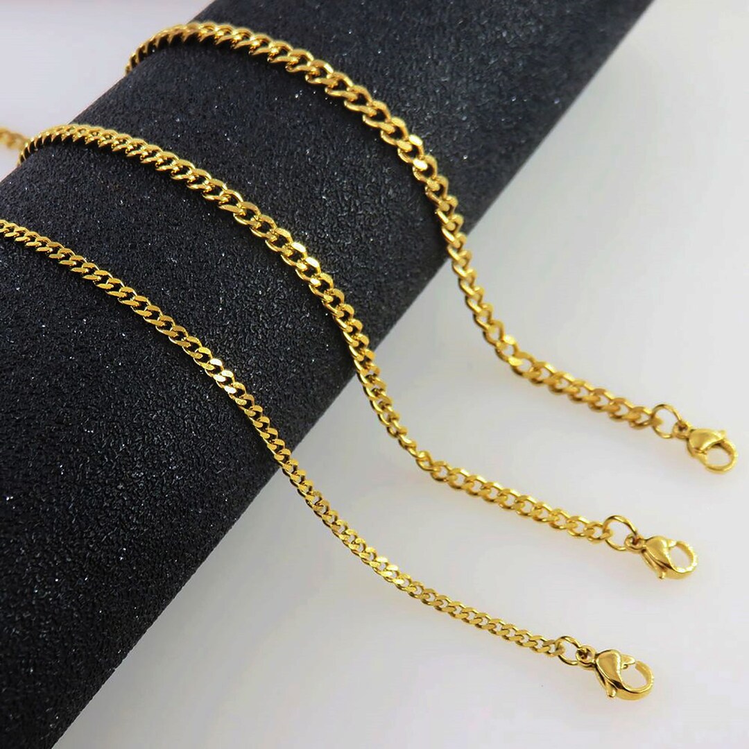 3mm Gold Stainless Steel Chain,chain Necklace,316l Stainless Steel