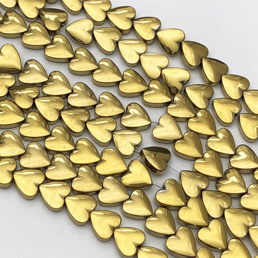 8mm Gold Hematite Heart Shape Beads ,hematite Beads ,heart Beads Wholesale Gemstone ,full Strand