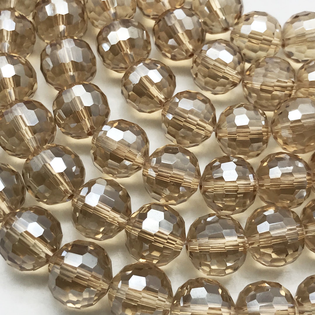 14mm Champagne Crystal Glass Faceted Round Beads Chinese Etsy