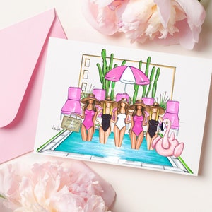 5x7 Palm Springs Pool Party Grußkarten (10er Set), Geschenke für Sie, Hand illustriertes Briefpapier, Allie Nicole Paperie
