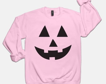 Pink Jack-o-Lantern Adult Crew Neck Sweatshirt Gildan 18000