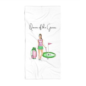 Reine de la serviette de plage verte, au bord de la piscine, fille golfeur, cadeau de golf, serviette