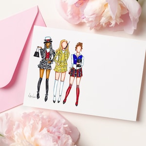 Clueless Girls Notecards (Set van 10), Cadeaus voor haar, Hand geïllustreerd briefpapier, Allie Nicole Paperie