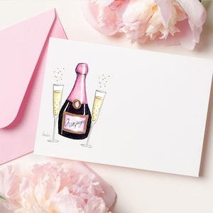 5 x 7 cartes de correspondance Cheers to Champs (lot de 10), cadeaux pour elle, papeterie illustrée à la main, Allie Nicole Paperie