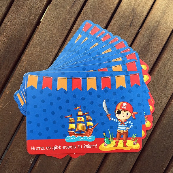 10 Einladungskarten Piratenparty