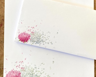 Briefpapier Hortensie DIN A4 I Set Briefpapier/Briefumschläge