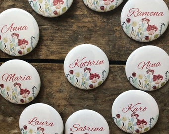JGA Button Set Wildflowers with Names