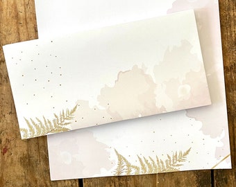 Writing paper gold fern DIN A4 I set of writing paper/envelopes