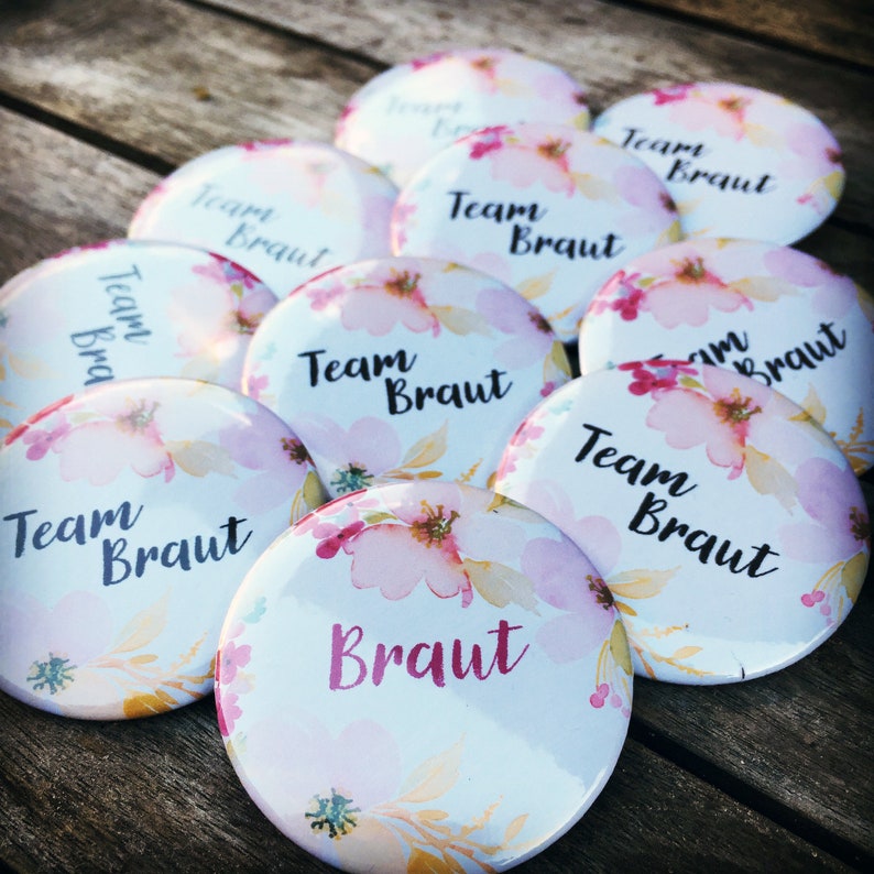 JGA-Button-Set Florale Liebe / Team - Etsy.de