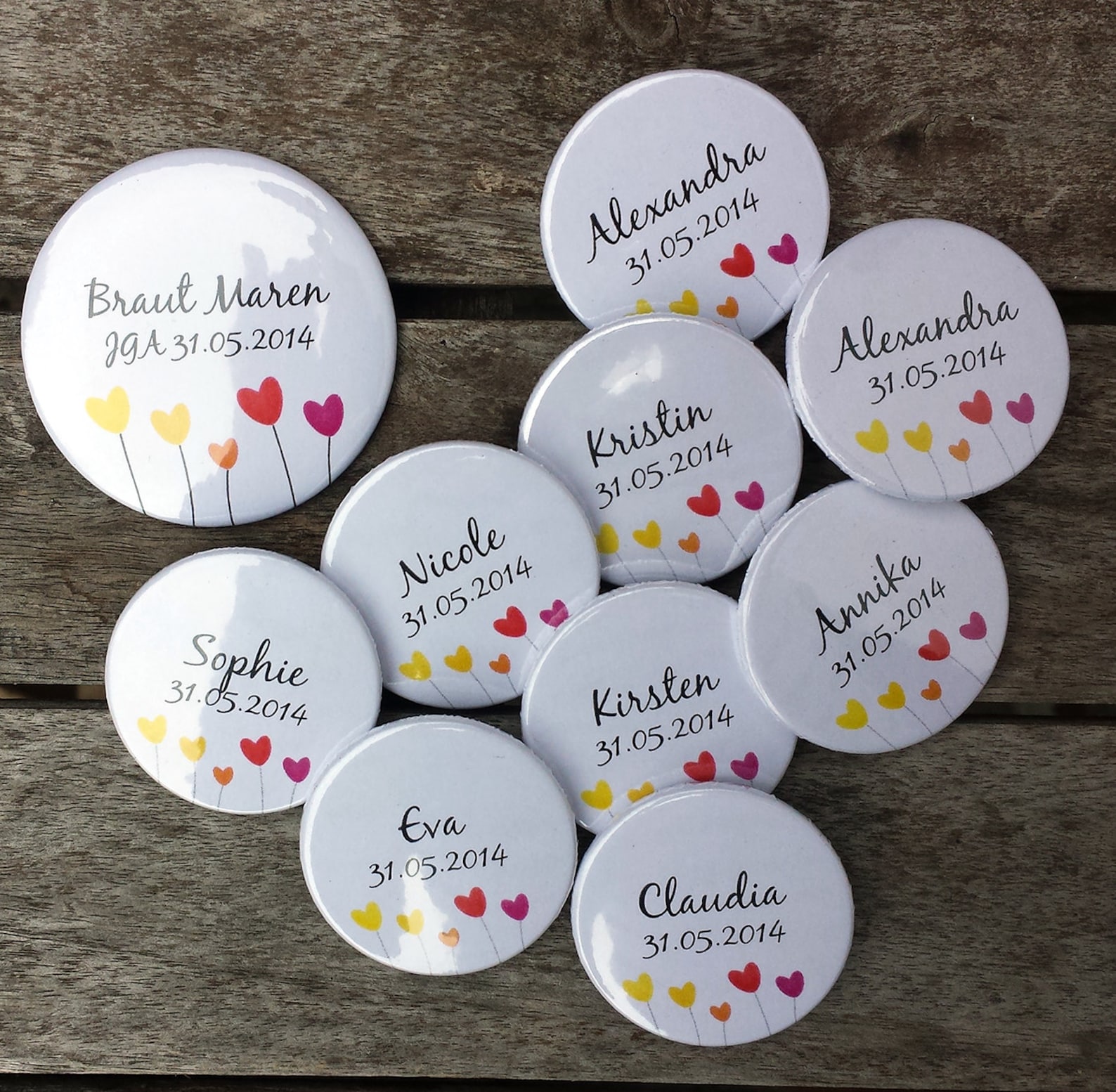 JGA Button Set mit Namen - Etsy.de