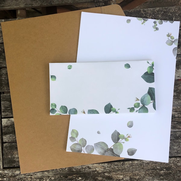 Coffret cadeau Eucalyptus Letter Set Large • Dossier papier kraft