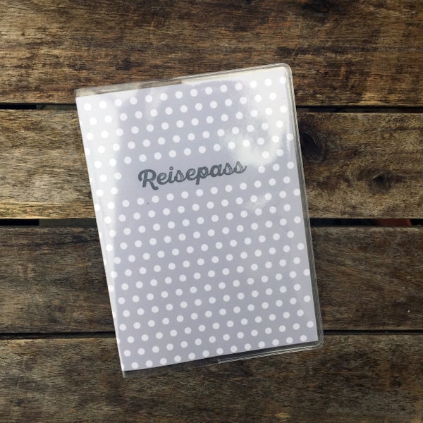 Passport Sleeve | grey polkadots