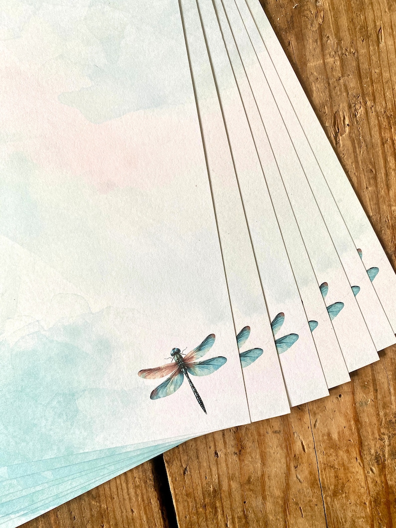 Papier à lettres Libellule | DIN A4 | imprimé recto verso sur papier 120 g de haute qualité image 2