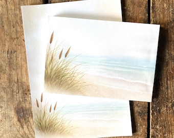 Set di cancelleria A5 – acquerello stile costiero – incluse buste C6 – design minimalista della natura