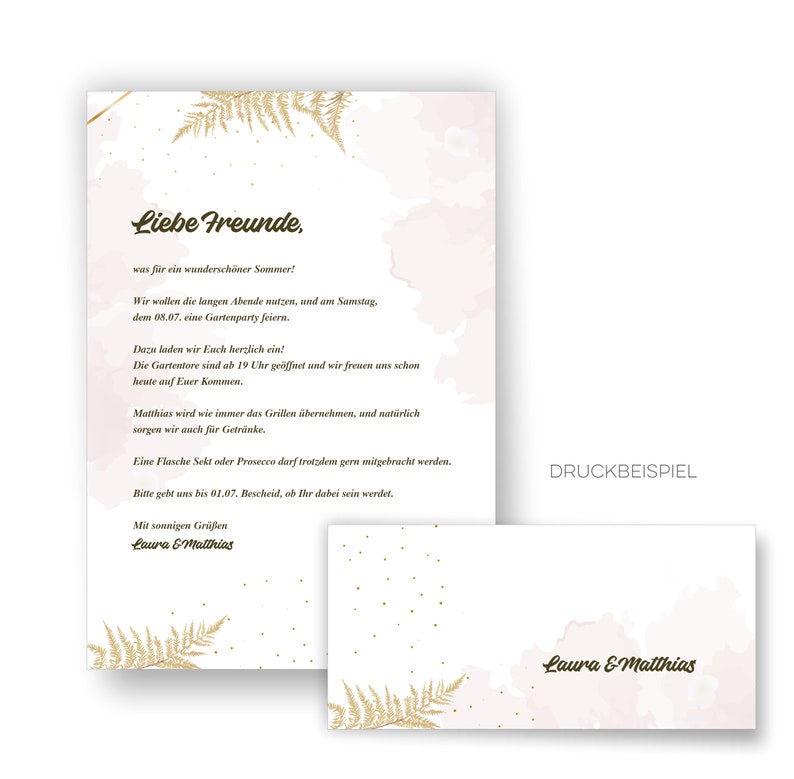 Writing paper gold fern DIN A4 I set of writing paper/envelopes image 9