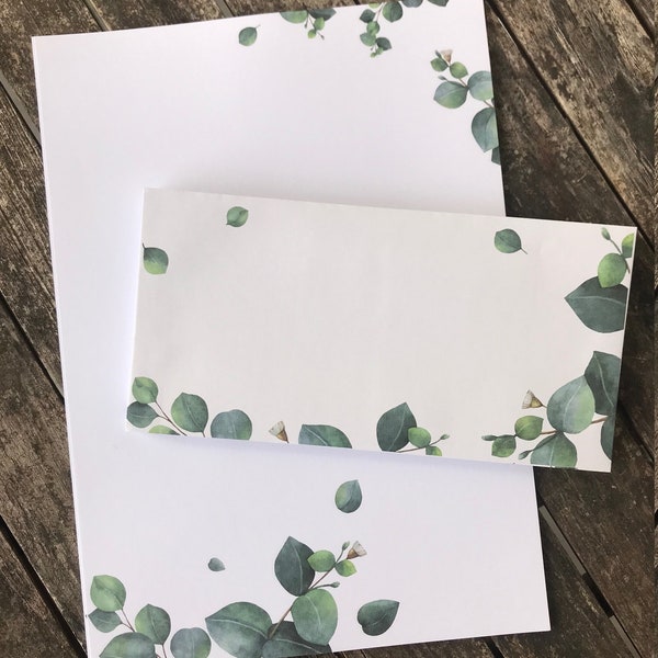 Letter paper eucalyptus DIN A4 I set of letter paper/envelopes