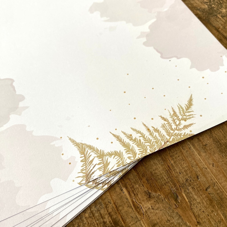 Writing paper gold fern DIN A4 I set of writing paper/envelopes image 3