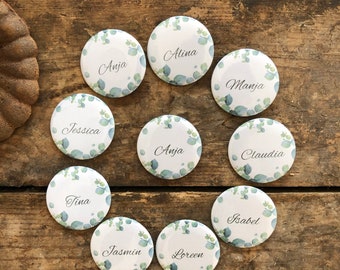 JGA button set eucalyptus with name