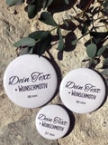 Personalized buttons with your desired text & design – 4 sizes (59 mm, 50 mm, 37 mm and 25 mm) product logo