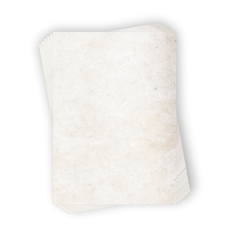 May include: A stack of blank, off-white paper with a slightly textured surface.